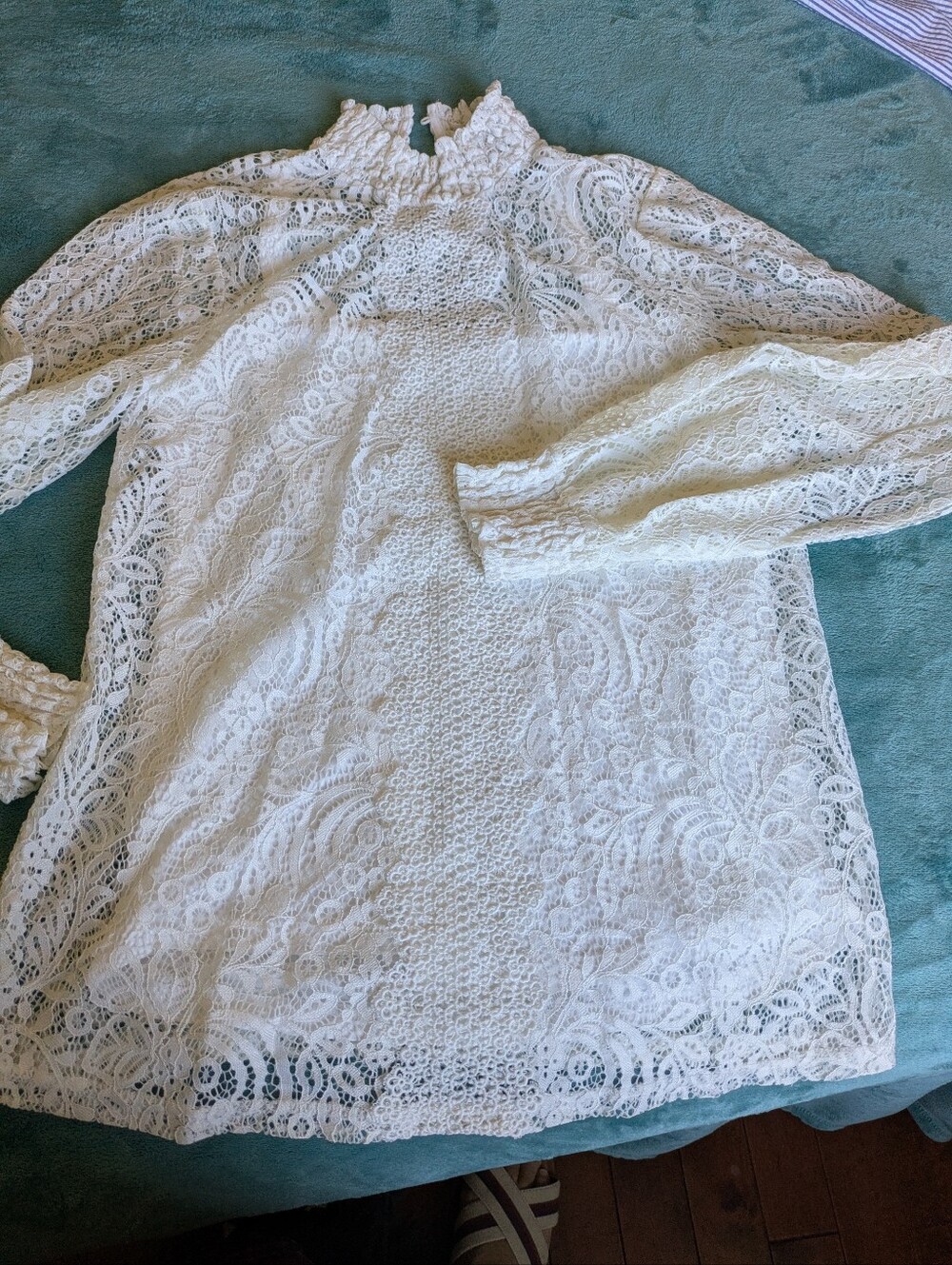 Cole & Gauge Cream Lace High-Neck  Top